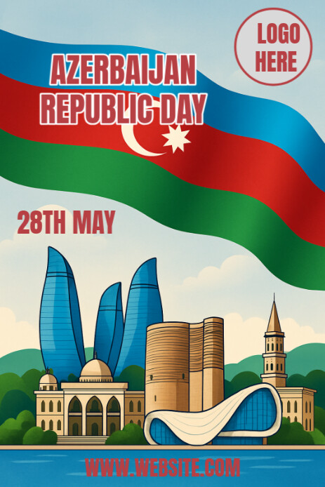 Joyful Azerbaijan Republic Day  Pinterest Graphic template
