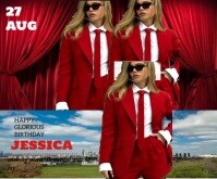 Red Birthday Celebration Stort rektangel Template