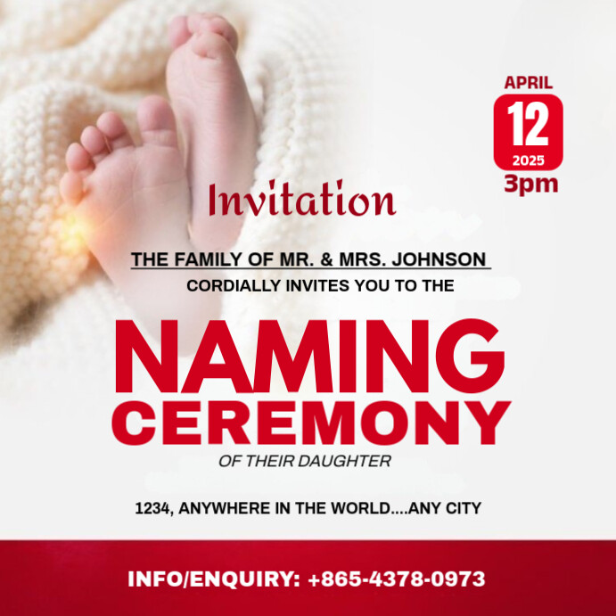 Joyful Baby Christening  Instagram Post template