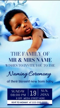 Joyful Baby Naming Ceremony Invitation Digital Display (9:16) template