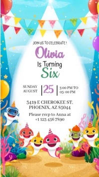 Joyful Baby Shark Birthday Invitation Instagram Story template