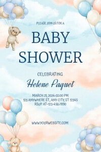 Joyful Baby Shower Invitation Card Banner 4' × 6' template