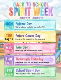 Back to School Spirit Week 传单(美国信函) Template