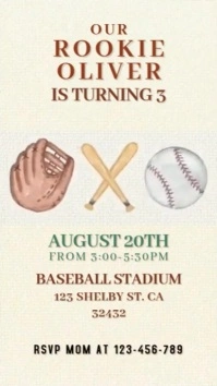 Joyful Baseball Birthday Invitation Digital Display (9:16) template
