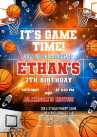 Basketball Birthday Party A3 Template