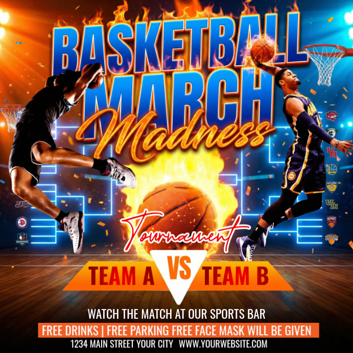 Joyful Basketball Match Promotion Instagram Post Template | PosterMyWall