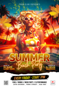 Joyful Beach Party Poster Póster template