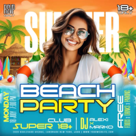 Joyful Beach Party Square Video Vierkant (1:1) template