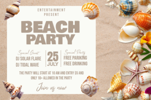 Joyful Beach Soil Party Label Etichetta template