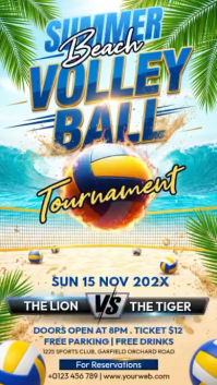 Joyful Beach Volleyball Tournament Instagram Story Video template