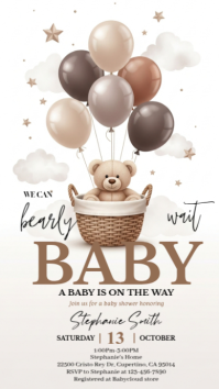 Joyful Bear Baby Shower Invitation Instagram Story template