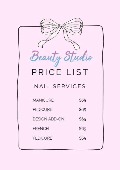 Joyful Beauty Studio Price List Flyers  A4 template