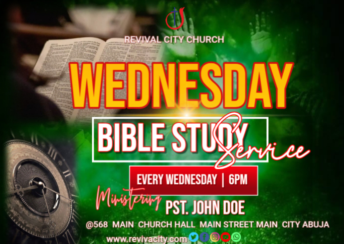 Joyful Bible Study Service Wednesday Postcard Template | PosterMyWall