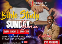 Joyful Bible Study Sunday Service  Postcard template