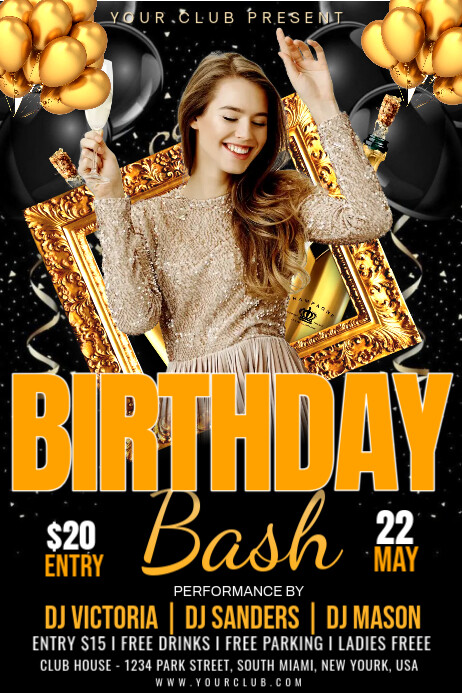 Joyful Birthday Bash Party Poster template