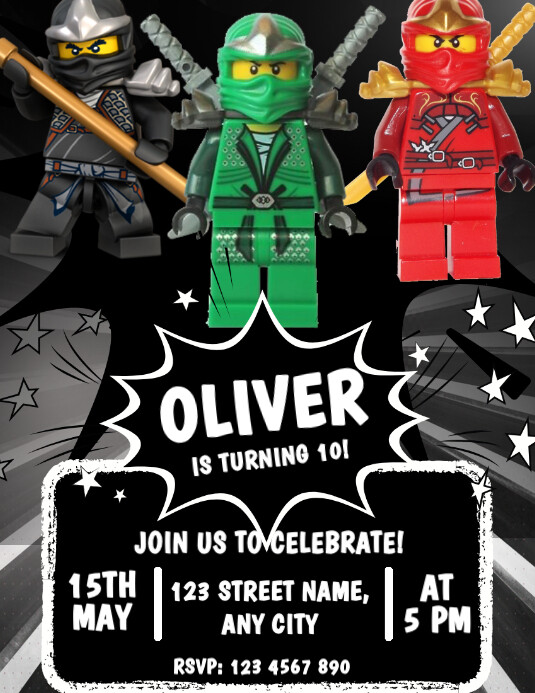 Joyful Birthday Invitation Ninjago Flyer (us Letter) template