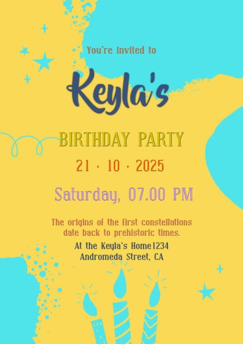 Joyful Birthday Party Invitation  A4 template