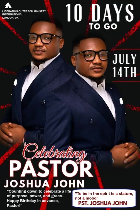 Pastor birthday countdown video Poster template