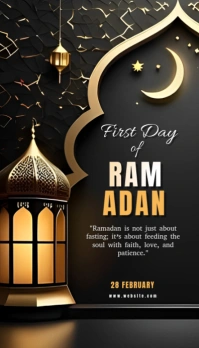 Joyful Black Background Maximalist First Day Of Ramadan  Business Card Visitkort template