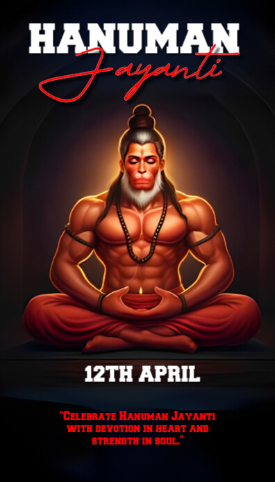 Joyful Black Background Maximalist Hanuman Jayanti  Business Card Kartu Bisnis template