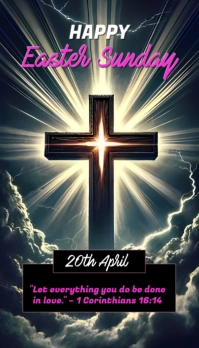 Joyful Black Background Pastel Happy Easter Sunday  Business Card Carte de visite template