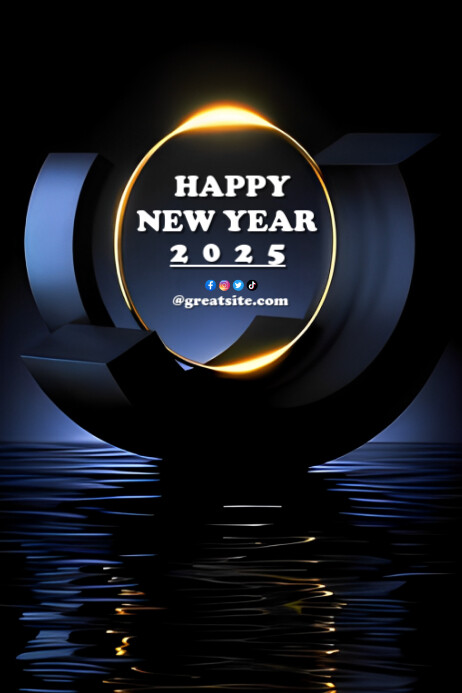 Joyful Black Background Pastel Happy New Year Poster Template ...