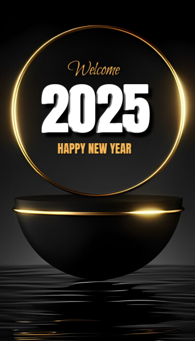 Joyful Black Background Pastel Welcome 2025 Happy New Year  Business Card Kartu Bisnis template