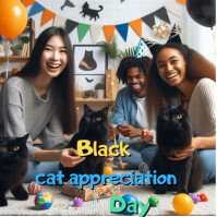 Joyful Black Cat Appreciation Day  Instagram Post template
