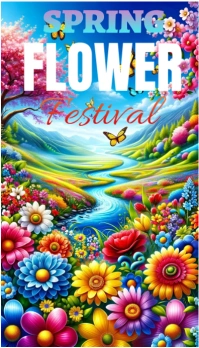 Joyful Blue, Yellow And Pink Spring Flower Festival Design  Business Card template