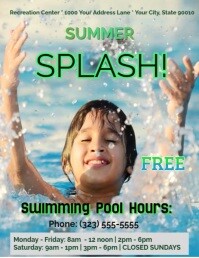 Joyful Blueish Pool Poster of Kid Splashing (Us Letter) template