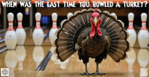 Joyful Bowling Turkey Funny Party Event Post Invitation Facebook Shared Image template