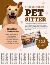 Joyful Brown And Kaki Pet Sitter Flyer Template | Warm Dog & Cat Care Poster Design Flyer (us Letter