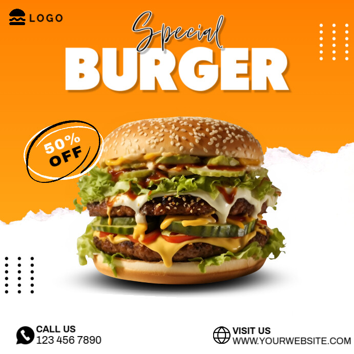 Joyful Burger Sale Flyer Square (1:1) template