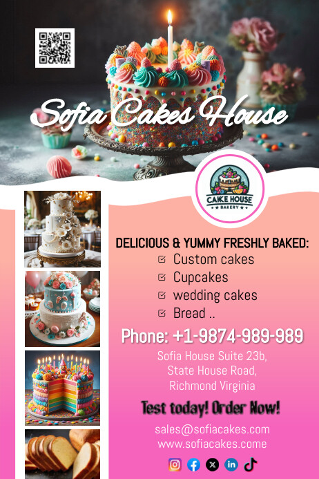 Joyful Cakes Bakers Pastries Business Chef Fl Poster template