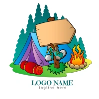 Joyful Camping Illustration Logo template