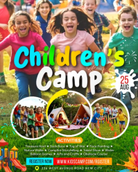 Joyful Children's holiday Camp video kids summer event animated poster background design Instagram P template