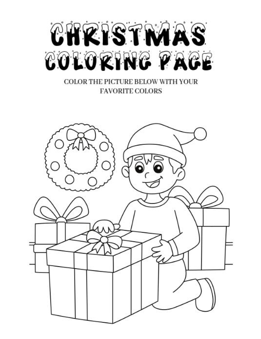 Joyful Christmas Children's Coloring Page Worksheet Flyer (us Letter) template