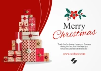 Joyful Christmas Holiday Wishes Colorful Postcard Red And White Christmas Greetings Card Template De A6