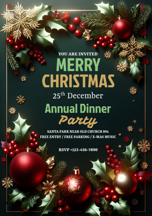 Joyful Christmas Party A4 Template | PosterMyWall