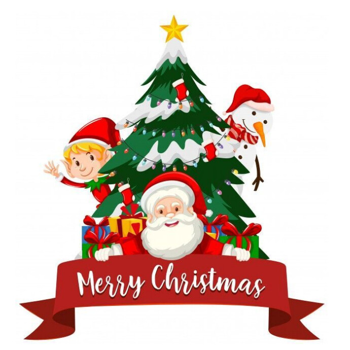 Joyful Christmas Theme With Santa And Tree Logo template