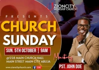 Joyful Church Sunday Service  Postcard template