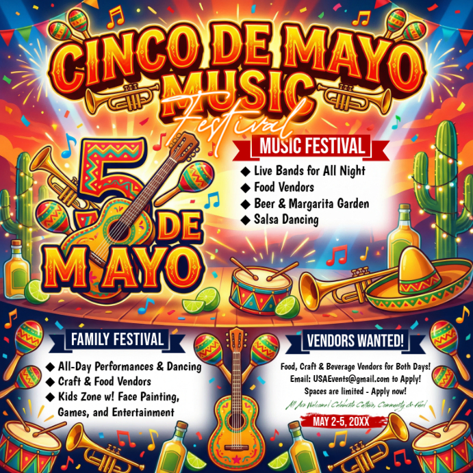 Cinco De Mayo Music Festival Template | PosterMyWall