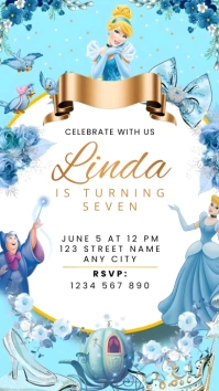 Joyful Cinderella Kids Birthday Digital Displ template