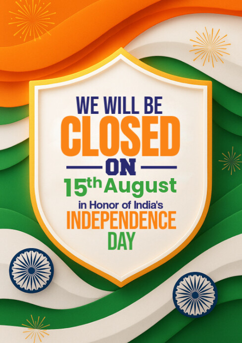 Joyful  Closed On Independence Day  A4 template