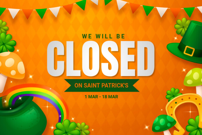 Joyful Closed On Saint Patrick's Day Label template