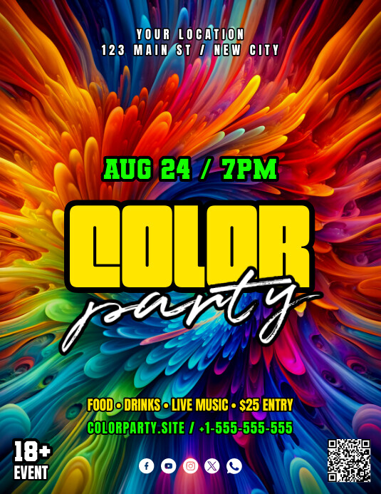 Flyer Examples Colorful Joyful Color Party Flyer Template | PosterMyWall