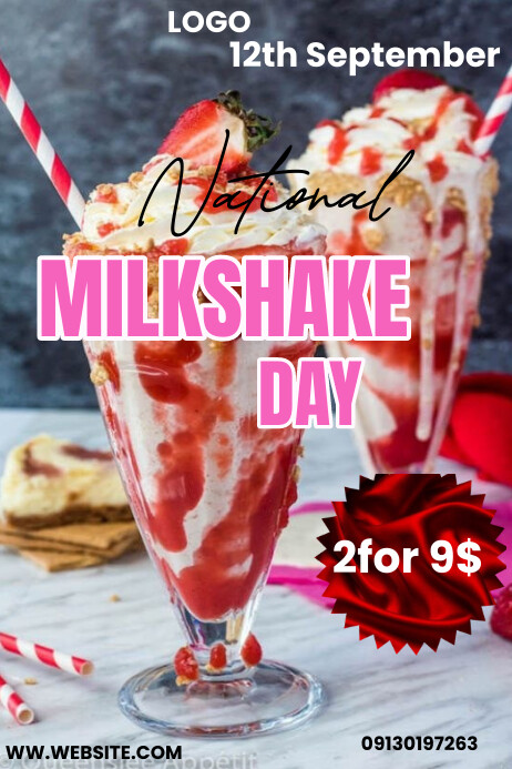 Plantilla de Joyful Colourful National Milkshake Day Post | PosterMyWall