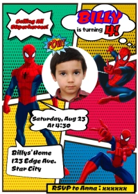 Joyful Comic  A6 Spider-Man invitation template