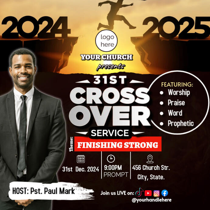 Joyful Crossover Service Instagram Post Template | PosterMyWall