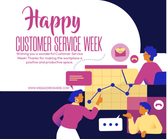 Service Week Label Plantilla de Joyful Customer Service Week Medium Rectangle | PosterMyWall